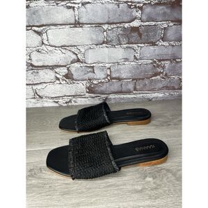 Kaanas Black Leather Synthetic Casual Columbia Slide Sandals Women Sz 9M US/40EU